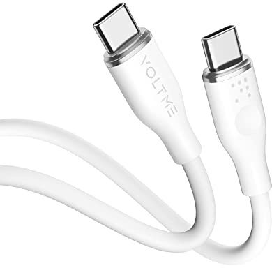 VOLTME Cable USB C a USB C 60W, Cable USB Tipo C(3.3ft/1m), Cable USB C Carga Rápida para iPad Mini 6, iPad Pro 2020, iPad Air 4, MacBook Pro 2020, Galaxy S21, Pixel, LG, Blanco