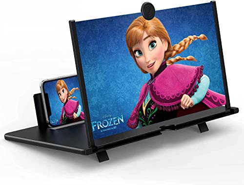 18 Zoll Bildschirmlupe für Handy 3D HD Vergrößerung Bildschirm Vergrößerung Projektor für Filme Videos und Gaming Faltbarer Telefonständer mit Bildschirmverstärker Unterstützt alle Smartphones