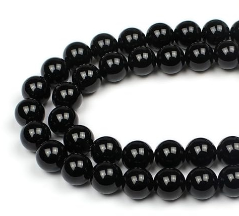 MJDCB Perlen zum Auffädeln 6mm 60 stück Schwarze Onyx Halbedelsteine Perlen mit Loch Natürliche Lose Runde Steinperlen für Herstellung Schmuck Armbänder Halsketten