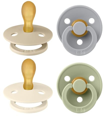 BIBS Colour Symmetrical Schnuller 4er Pack, BPA-frei Dummy-Schnuller, Symmetrischer Nippel. Naturkautschuk/Latex, Hergestellt in Dänemark. 6-18 Monate (4er Pack), Cloud Mix
