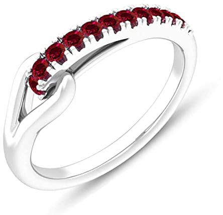 Erstellte Steine runder facettierter Rubin-CZ-Ring – 92,5-Silber-Ring Roter Rubin-Cz-Edelsteinring – Jungen-Schmuckgeschenk zum Valentinstag