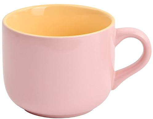 Tazze da Caffè in Ceramica da 650ml con Manici Tazze per la Colazione Tazza in Ceramica Resistente Al Calore Ispessita Tazze di Grande Capacità per Farina d'Avena, Succo di Frutta, Latte(rosa)