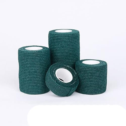 RIAAJ 4.8m Nastro Avvolgente Benda Elastica Autoadesiva Sportiva Colorata Per Cuscinetti Di Supporto Ginocchio Dito Caviglia Palmo Spalla-verde Scuro,10cm X 4.8m