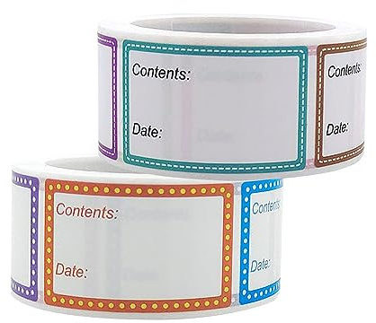 1000pz Etichette Adesive per Alimenti, Etichette Congelatore （2 Rotolo 2.5x 4 cm）, Etichette Rimovibili Impermeabili per Alimenti Congelati, Etichette per Data per Alimenti