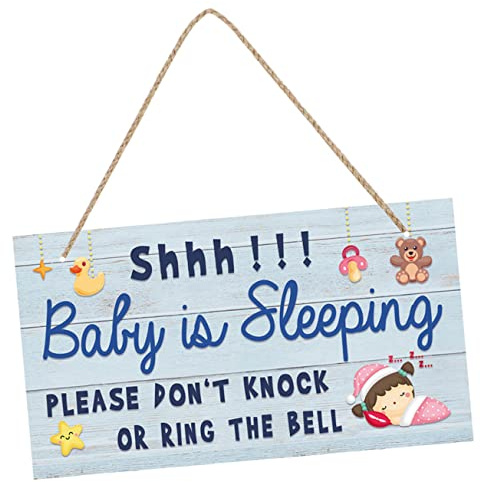 Garneck Baby Schläft Zeichen Baby Kinderzimmer Namensschild Für Kindergarten Logo Hängende Plakette Für Schlafende Babys Veranda-Schild Türklingeln Nein Holz Karikatur Türschild