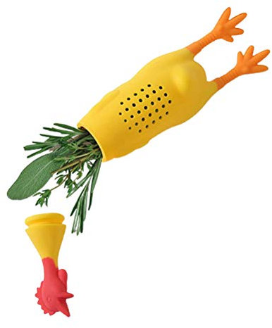Silikon-Gewürzbehälter, Gewürzsieb, Schreiendes Huhn, Gewürzbox, Gewürzbehälter, Gewürzbeutel, Küchensuppe, Werkzeuge, Gadgets, Gewürzgewürzfilter (Gelb)
