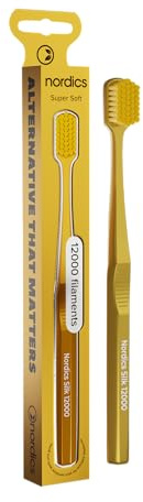 Brosse à dents Eco Silk Soft | 12 000 poils | Extrêmement douce pour les dents et les gencives | Végétalien | Or | Nordiques