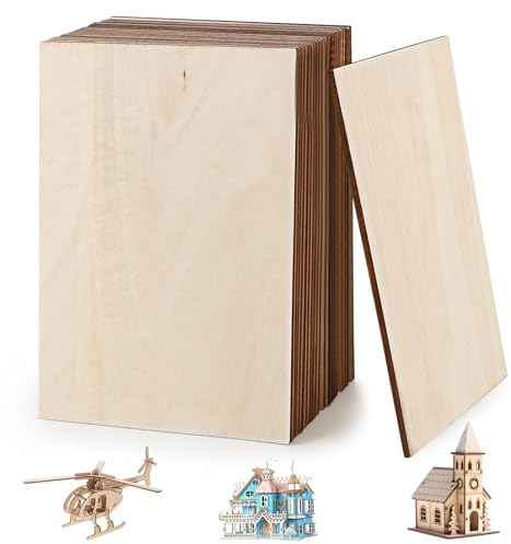 DBREAKS 20 Pezzi 3MM Fogli Vuoti di Compensato, 150x100mm Pannelli in Legno per Modellismo Fai Da Te, Artigianato e Pittura