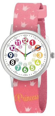CHAOTECHY Kinderuhr für Mädchen und Jungens. Kleine Kinder Lernen die Zeit kennen und leicht zu lesen. Justierbares Nylon Armband, Analog Uhr für Jungens und Mädchen zwischen 4 bis 11 Jahren