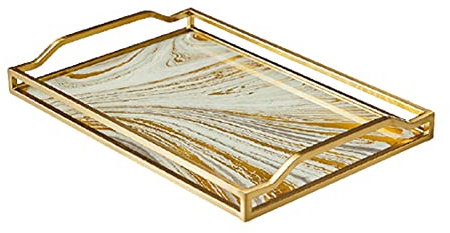 Bandeja de Desayuno Bandeja De Servicio Moderna Luz De Lujo Flujo Bandeja Dorada Decoración Hogar Sala De Estar Mesa De Café Bandejas De Té Modelo Habitación Mesa De Comedor Bandeja De Almacenamiento