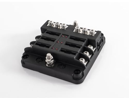 Stromverteiler mit 6-fach Sicherungshalter Sicherungskasten KFZ Verteilerbox für Wohnmobil, Boot, Wohnwagen
