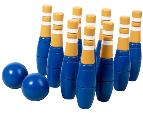 harayaa 10x Holz-Bowling-Set für Kinder, Bowling-Spielzeug, Rasen-Bowling-Kegel, Mini-Bowling-Pins für den Garten