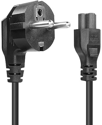 Kleeblatt Netzkabel IEC 320 C5 Buchse auf Schutzkontakt Stecker Typ F CEE 7/7 90° Gewinkelt,2.5A Mickey Mouse 3Poliger Weiblich Netzteil für Laptop Netzteile, Scanner, Drucker (1mm²，3 M)