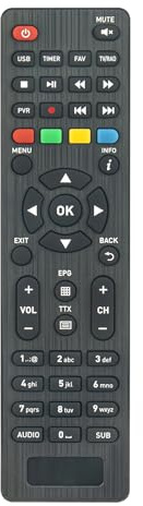 AULCMEET TS6822 Telecomando di Ricambio Compatibile con Telesystem Twin Tuner HDMI Decoder T2 TS6822 PVR HDTV