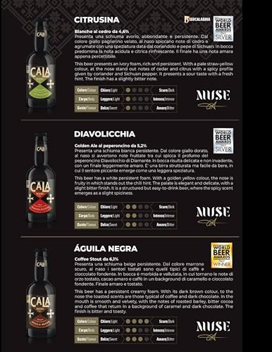 Birra Cala - Box Misto Classiche + Aromatizzate Artigianale - cl.33 - da 24 bottiglie - CLASSICA Lager - IPA - Weizen - Rossa - Lager senza Glutine - AROMATICHE Citrusina - Diavolicchia - Aguila Negra
