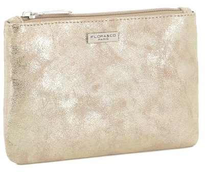 Flora & Co - Grand Portefeuille Porte-Monnaie Femme Irisé - Petite Pochette Plate Brillant Multifonction - Trousse de Rangement - Souple et Léger - Doré