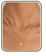Kakonia Layered guldhalsband för kvinnor 14K guldpläterad kedja damer hänge halsband set kedja guld damer halsband satin dekorativ guldkedja trendiga smycken för kvinnor, rostfritt stål