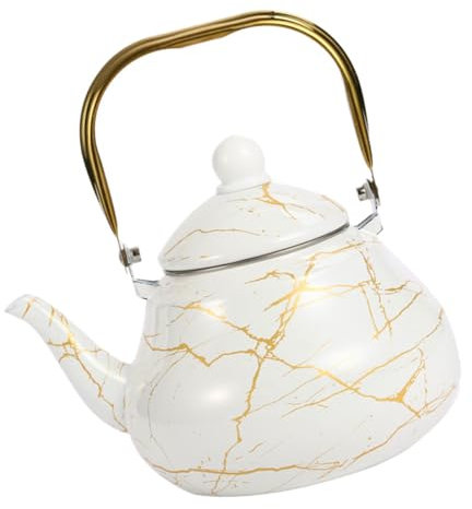 Ciieeo Marble Kettle Stovetop Tea Kettle Vintage Enamel Handle Daily Use for Home