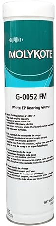 Molykote G-0052 FM White EP Grasa para rodamientos, 380 g, grasa multiusos para contacto con alimentos ocasional, lubricante mecánico para rodamientos, cadenas, engranajes, seguro para alimentos, alta