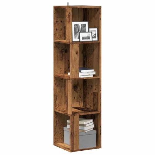 Xichuzi Eckregal Altholz-Optik 33x33x132 cm Holzwerkstoff, Bücherregal, Esszimmer Deko, Eckbücherregal, Eckschrank, Leiterregale, Ecke Dekoration - 856722