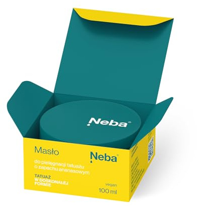 NEBA - Tattoo Butter - för Daglig Vård av Läkta Tatueringar, även för Känslig Hud - med Solrosolja, Vitamin E, Sheasmör - Vegan - Doft - Otämjad Ananas - 100 ml