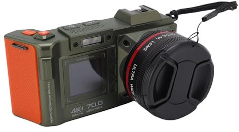 Jectse Fotocamera Digitale 4K, Fotocamera da VLogging Autofocus da 70 MP, Punto Compatto Zoom Digitale 50x e Fotocamera da Tiro con Flash a Doppio Schermo per VLogging di Viaggio (GREEN)