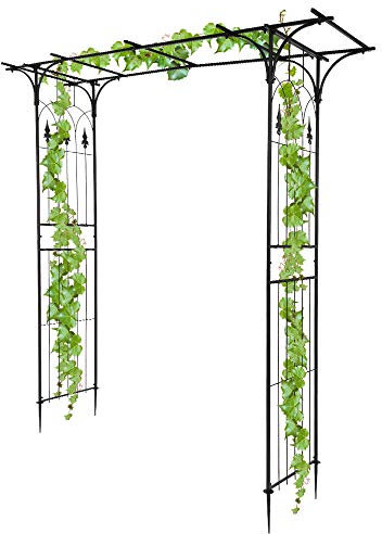 Outopee Heavy Duty Garden Arch Trellis, Outdoor Metal Garden Arch for Climbing Plants Roses, Vegetables, Lawn Backyard Party Wedding