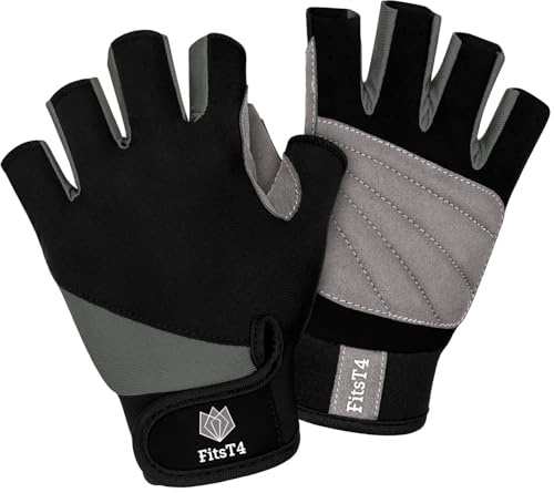 FitsT4 Sports Gants de Surf 3/4 Doigts rembourrés antidérapants pour Le Ski Nautique, Le canoë, la Planche à Voile, Le Kitesurf, la Voile, Le Kayak, Le Sup et Le Stand up Paddle