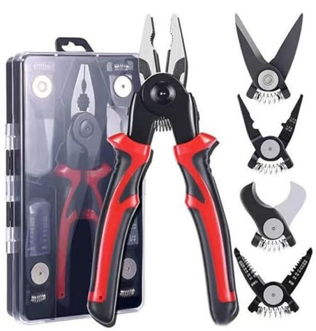 5 in 1 Multifunctional Replaceable Electrician Pliers Wire Cutting Needle Nosed Pliers Plier Special Tool Electrician Interchangeable Attachments