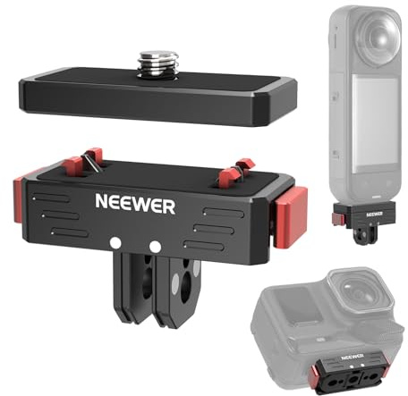 NEEWR Quick Release Mount Compatible with Insta360 X5 X4 X3 AcePro AcePro2, Magnetic Snap On Adapter with 1/4 Screw & Thread Hole, 2 Prong Mount Compatible with Action Camera Accessories, GP-88