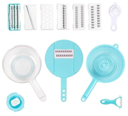 FONDOTIN Cortadora Multiusos de Verduras con Cesta Escurridora Transparente y Mango Antideslizante Rallador Manual Seguro para Ensaladas y Cocina