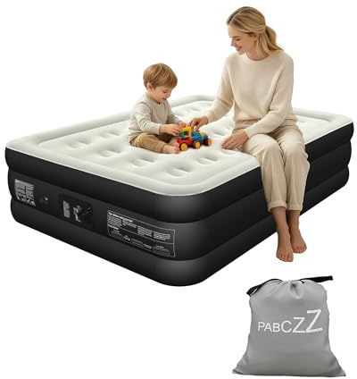 PABCZZ air Mattress Full with Built in Pump – 18-Inch Thickened air Bed Suitable for Camping, Home use, and Guest Accommodation, Supports Up to 600 Pounds (Black, Full)