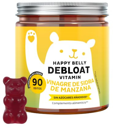 Bears with Benefits - Aceto di Mele e Vitamina B12 - Digestione - 90 pezzi | Happy Belly Debloat - Aceto di Mele, Vitamina B12, B6 - Cura da 3 mesi - Senza Zuccheri, Vegano