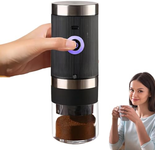 Elektrisk kaffekvarn - USB-uppladdningsbar trådlös bajdesign, snabb och tyst slipning, hållbara blad av rostfritt stål | bärbar för resor, Campegg