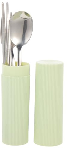 Ciieeo Couverts Inox 304 Portables Ensemble de Vaisselle Réutilisable Kit Couverts Boîte de Rangement pour Camping Pique-niques Randonnée Usage Extérieur
