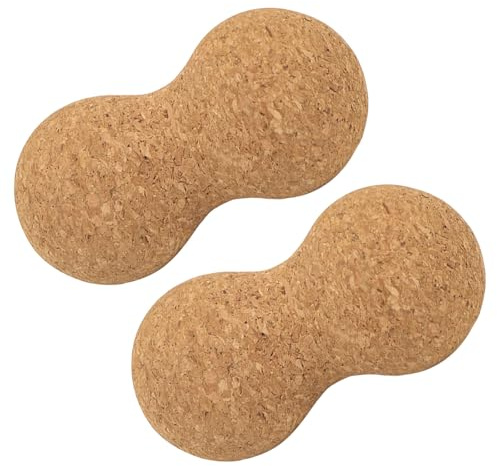 TOYZFRIENDY 2 pezzi Palla Massaggiante Doppia in Sughero Roller Fascia Peanut per Massaggio Profondo Tessuti Strumento Fitness Portatile per Recupero Muscolare e Yoga