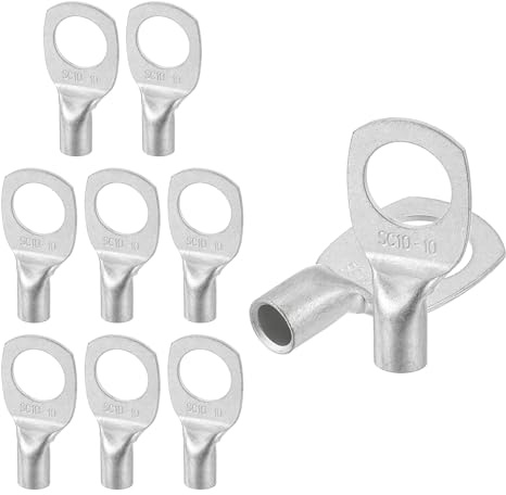 sourcing map 20 capicorda in rame stagnato 8 AWG 13/32 connettori per cavi di grado marino terminali ad anello per batteria SC10-10NH, argento