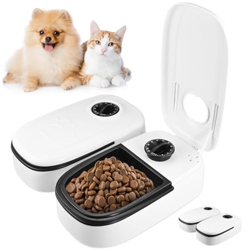 Automatic Cat Feeder, Cat Feeder Automatic With 48H Timer, 700ML CaT Food Dispenser for Wet or Dry Food, AutoMatic Pet Feeders for Cats Small Dogs,CAt Timer Feeding Bowl Timed Cats Feeding Station