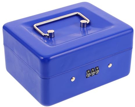 Alipis Porta Denaro Portatile in Metallo con Serratura Combinazione Scatola Contenitore Sicura Vassoio Rimovibile e Maniglia Cassetta Porta Soldi per Contanti e Valori Salvadanaio