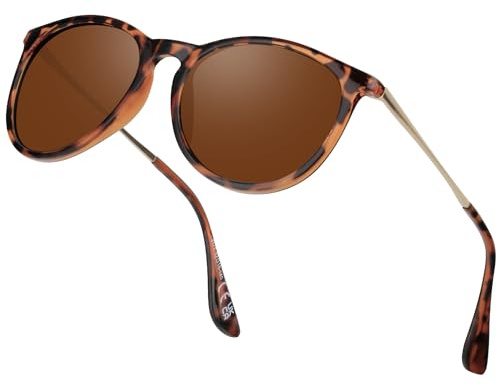 Ulknyss Sonnenbrille Damen Polarisiert Retro Runde Sonnenbrillen UV400 Schutz Vintage Sunglasses für Damen Fahren Reisen