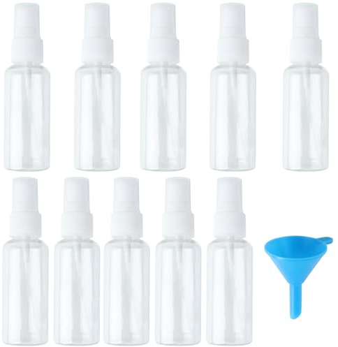 LONGERSIZHAN 10Pcs Bote Spray Pulverizador 50ml, para Maquillaje y Limpieza | Botella spray pulverizador fino. Ideal para artículos de tocador, maquillaje, cuidado de piel y limpieza