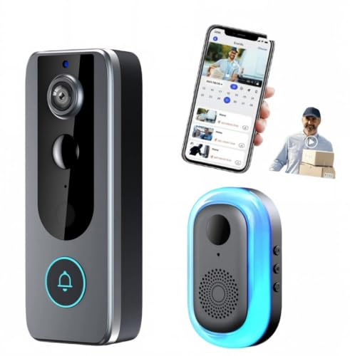 Pawyzie Purepeeki Wireless Video Doorbell Camera, Doorbell Camera Wireless, IP65 Waterproof, Motion Detection & Night Vision Two-Way Audio & App Live View (1 item)