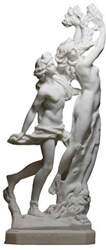 greekartshop Apollo & Daphne Bernini Gott, griechische nackte Jungfrau, gegossener Marmor, Statue, Skulptur, 27,9 cm, Weiß