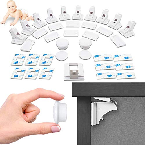 NODI Sécurité Placard Bébé Enfant – Protection Meubles, Portes & Tiroirs – 10 Bloque Porte Magnétiques Robustes Sans Perçage - 2 Clés Puissantes – Bloc Tiroir Magnétique, Design Invisible