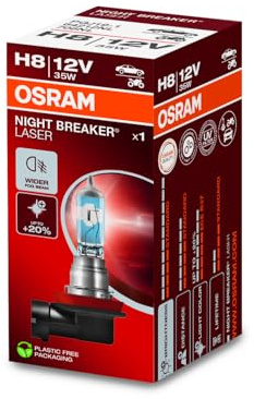 Osram NIGHT BREAKER LASER H8, +150% mehr Helligkeit, Halogen-Scheinwerferlampe, 64212NL, 12V PKW, Faltschachtel (1 Lampe)
