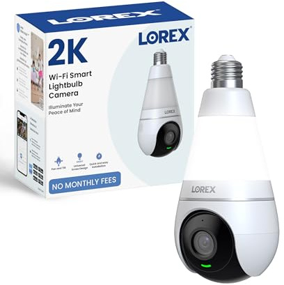 Lorex 2K Wi-Fi Smart Lightbulb Camera | E26/E27 Socket | Pan-Tilt View, Color Night Vision, Person & Vehicle Detection | 2-Way Talk | Alexa/Google | Cloud & Local Storage Option