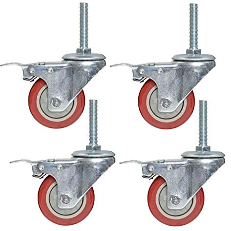 Set 4 STK Lenkrollen 3''/4'',Rollen für Möbel,Gewindestange M12 * 60mm,Kugellager Können um 360 Grad Gedreht Werden