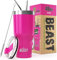 Greens Steel BEAST Termo Café para Llevar - 1050ml I Rosa Ponqué I Taza Térmica de Acero Inoxidable Reusable I Taza Viajera de Doble Pared al Vacío I 2 Pajitas y Cepillo de Limpieza