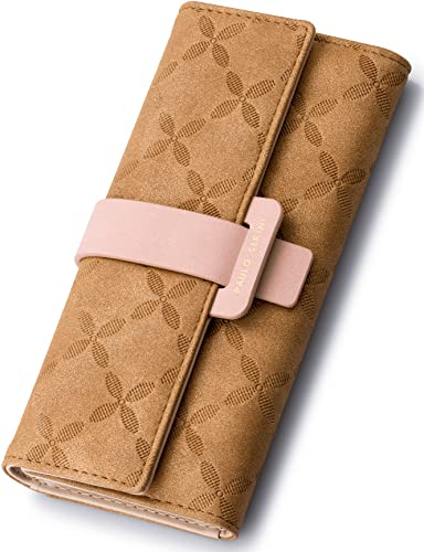 PAULO SERINI® Große Geldbörse für Damen – Geldbörse aus veganem Leder mit 9 Kartenfächern & Münzfach – Ideal für den täglichen Gebrauch, stylische & funktionale Damenbrieftasche – Kupferbraun