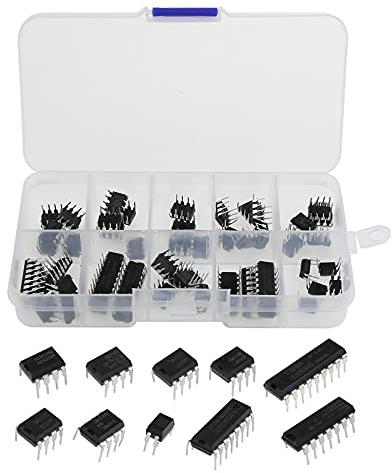 ECSiNG 50 Pezzi 10 Tipi Di Kit Di Assortimento Di Chip Per Circuiti Integrati Ingresso Basso Bassa Tensione LM324 LM358 LM386 LM393 UA741 NE5532 NE555 PC817 ULN2003 ULN2803 Per Amplificatore Audio
